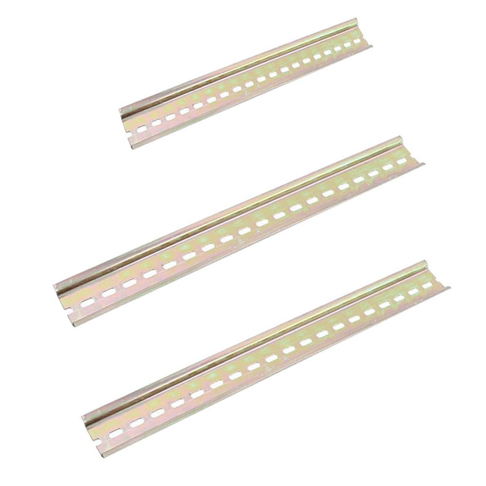 YUE QIN 3PCS DIN Rail Slotted 35mm Width Slotted Design Steel Rail Steel Rail with Screws for DIN Rail Terminal Series and Contactor Distribution Cabinet（Two Sizes)