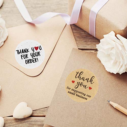 Thank You Stickers Small Business - 4 Rolls 2000 Pieces Thank You Stickers Labels for Envelopes, Bubble Mailers and Gift Bags Packaging , 1 Inch，500 Pieces Each Roll