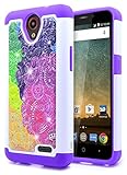 ZTE Maven 2 Case, ZTE Sonata 3 Case, ZTE Prestige Case, ZTE Avid Plus Case, NageBee - Soft Silicone Cover with Studded Rhinestone Bling Design Hybrid Protective Armor Case (Rainbow)