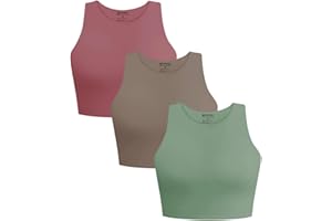 Cyanstyle Women's 3 Piece Tank Tops Sleeveless Halter Neck Raceback Double Lined Basic Tank Crop Tops