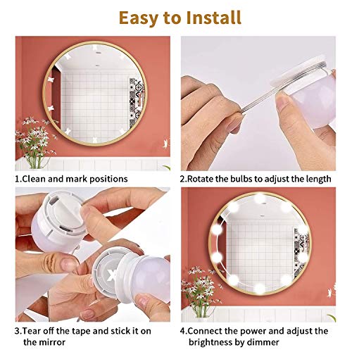 Led-spiegelverlichting Hollywood, 10 dimbare ledlampen, 6500 K, make-up-verlichting, kaptafel-lampen, spiegellampen voor… - Afbeelding 5