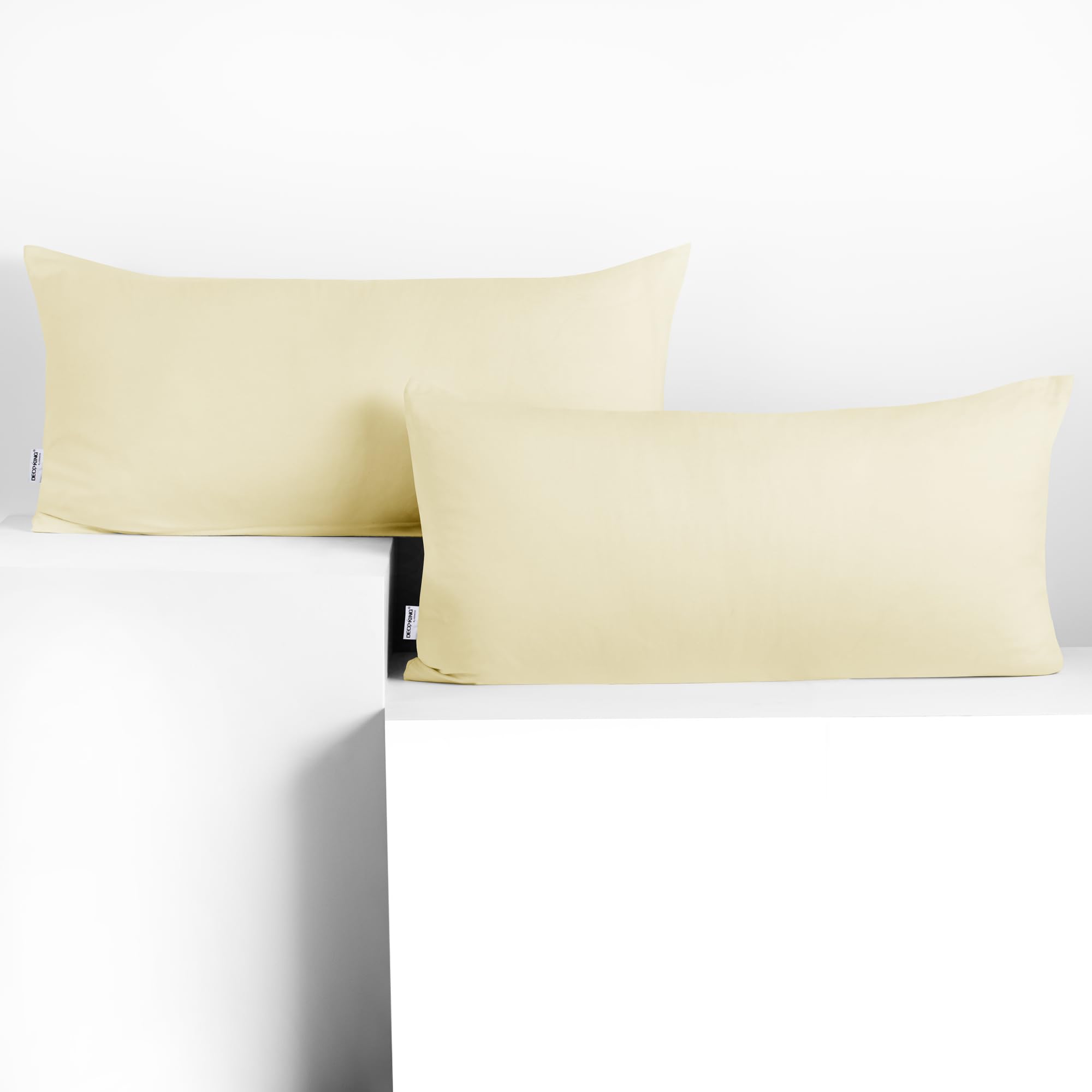 DecoKing 2 Pillowcases 40 x 80 cm Jersey 100% Combed Cotton Zip Cream Amber