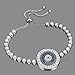 KIVN Fashion Jewelry Adjustable Bolo Evil eye Pave CZ Cubic Zirconia Wedding Bridal Bracelets for Women (Turquoise)