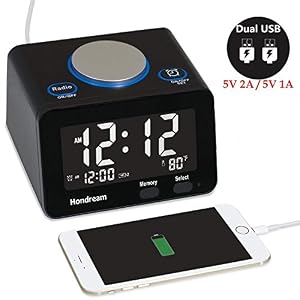 Image of Alarm Clock, USB Alarm Clock, Digital Alarm Clock Radio with USB Phone Charger, FM Radio, Thermometer and LCD screen for Bedside, Bedroom, Kitchen, Hotel, Table, Desk (Y0-1ADN-D66Z)