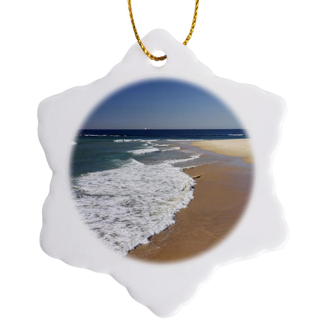 3dRose Nobbys Beach, Newcastle, New South Wales, Australia-Au01 Dwa4583-David Wall Snowflake Ornament, Porcelain, Multi-Colour, 3-Inch