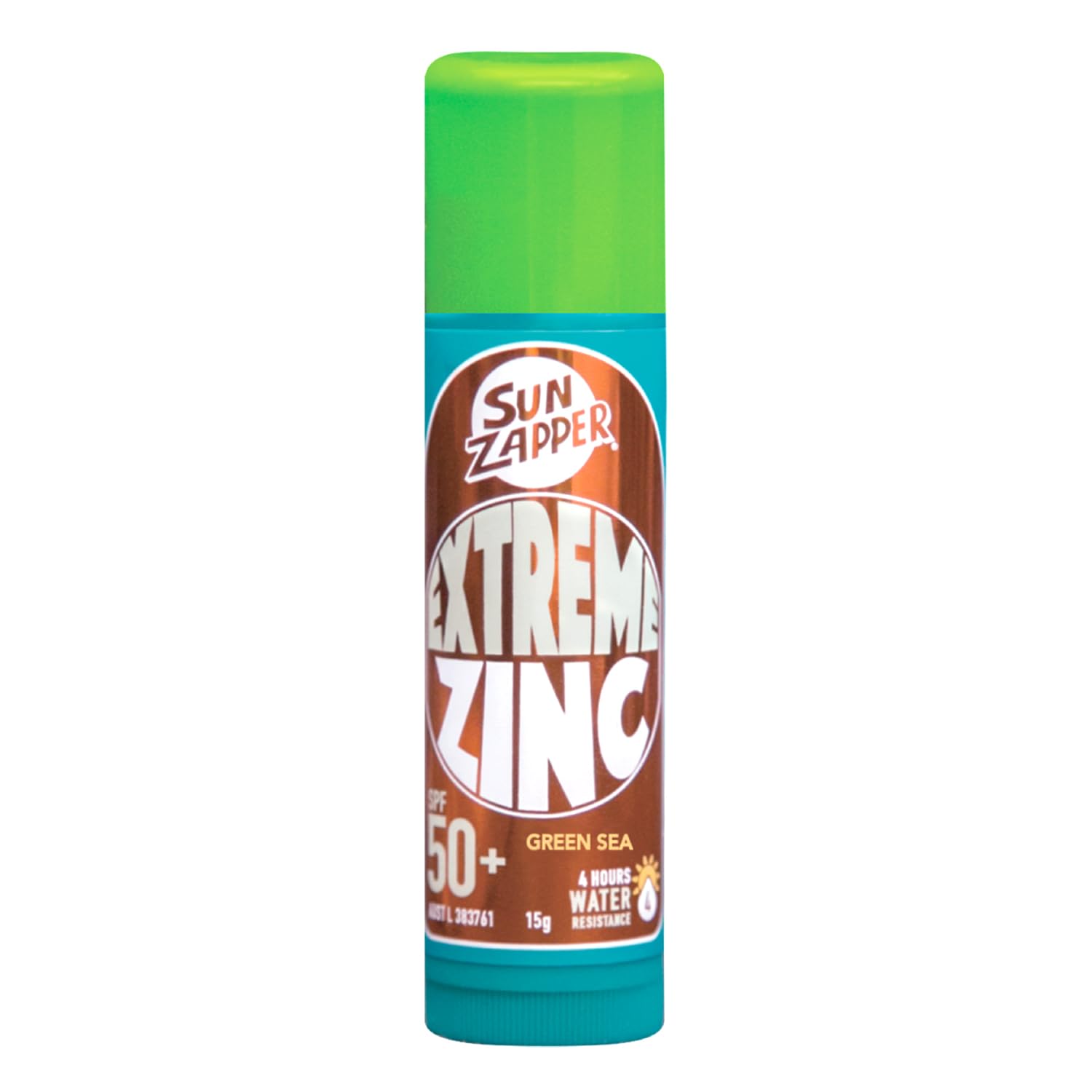 Sun Zapper Zinc Stick - Green Colour Sunblock Stick SPF 50+ Zinc Oxide Face Mineral Sun Cream Made in Australia — image 1