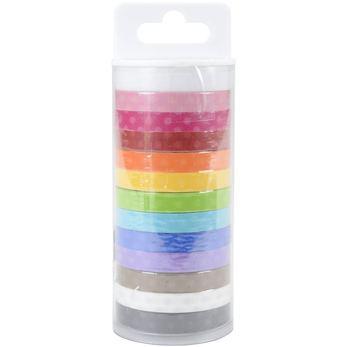 Doodlebug Monochromatic Washi Tape 8mmx12yds 12/Pkg-Polka Dot, Other, Multicoloured, 5.08 x 5.08 x 15.24 cm