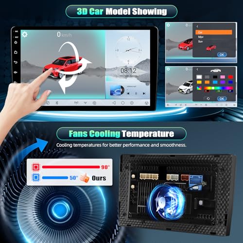 CAMECHO Qualcomm 8-Core 4+64G Android 15 DSP Car Radio for Porsche Cayenne 2002-2010 with Rear View Camera, 9 Inch Wireless Carplay Bluetooth Radio with Android Auto WiFi GPS FM/RDS Mirror Link