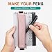 MoKo Pencil Case (2 Pack), PU Leather Pen Pencil Pouch Holder Stationery Zipper Bag with Elastic Strap for Pens, Pencils, Markers, Eraser - Printing & Gold Pink