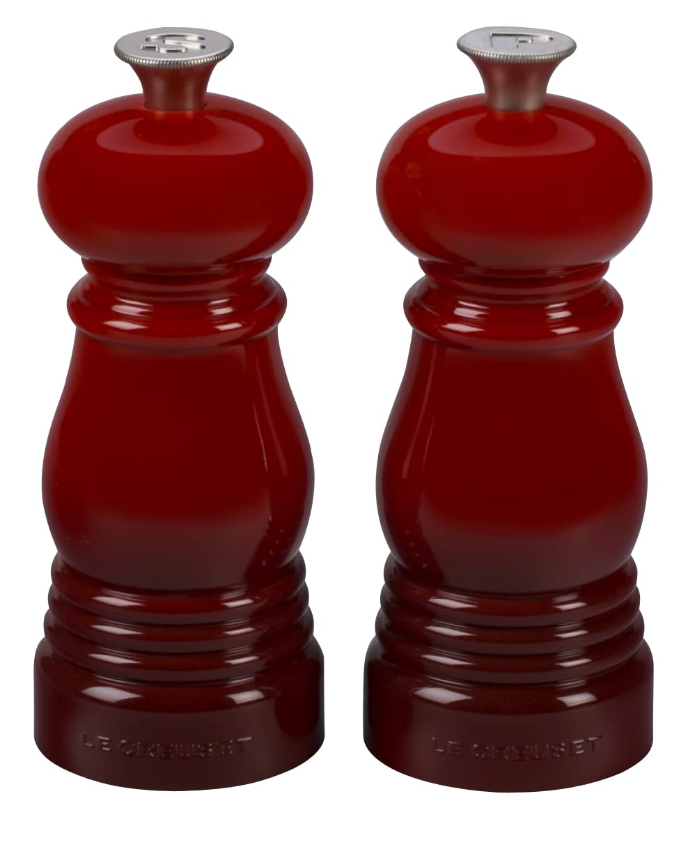Le Creuset Classic Salt and Pepper Mill Set, Personal Use, Chip-Resistant ABS Plastic, Anti-Corrosion, 11 cm, Cerise, 96002500060000 โ image 1