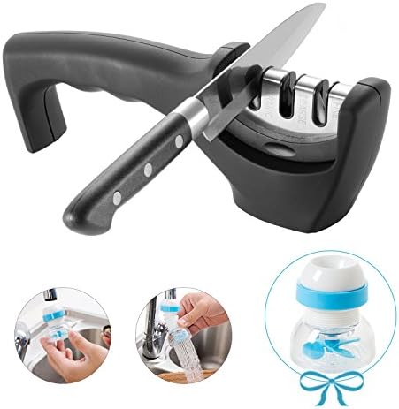 Cityeast Kitchen Knife Sharpener 3-Stage Knife Sharpening Tool With Handle for Knife Repair,Restore and Polish Blades,Kitchen Water Saving Shower Included