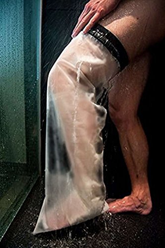 Adult leg cast protector for shower, Waterproof TPU Shower Bandage and Cast Cover Full Leg Watertight Protection to Broken Leg, Knee, Foot, Ankle Wound, Burns 100% Reusable