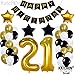 Gold Number 21 Balloons Decorations Set - Large, 40 Inch | 21st Birthday Balloons with Happy Birthday Banner and Star Foil Balloons | Black and Gold 21st Birthday Decorations | 21 Birthday Party Kit