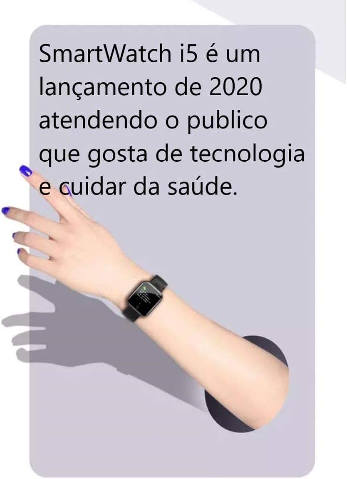 Smartwatch preto i5 relógio inteligente fitness wearfit android e ios Clearance