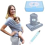 Baby Wrap Carrier by Baby Kangoo - Premium Quality Sling for Newborns & Toddlers - Soft, Breathable, Long & Stretchy - Ergo Infant Wraps – Breastfeeding Cover & Swaddle Too - Baby Shower Gift - Gray