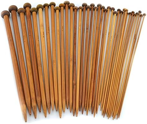 Celine lin 18 Sizes(32PCS) 13.5inch"(34CM) Carbonized Bamboo Single Pointed Knitting Needles Set Crochet Tool Needle Arts Craft