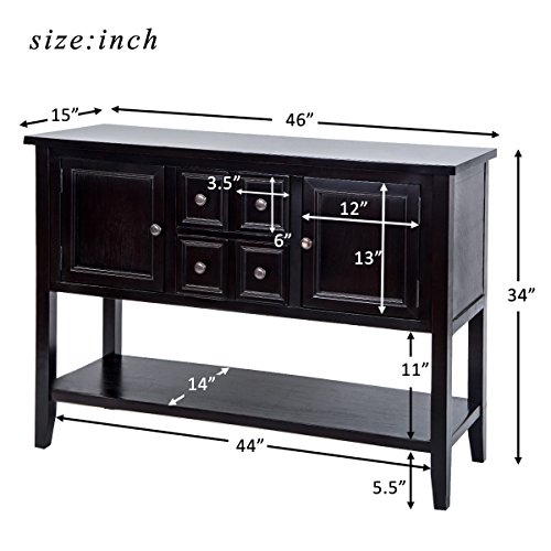image for Wood Console Sofa Table with Storage Drawers and Bottom Shelf, WeYoung