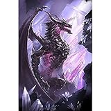 Dinosuar Diamond Painting Kits Square Full Drill Diamond Kits for Adults (Purple Dragon, 19.6
