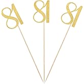 Gold Glitter 81st Birthday Centerpiece Sticks, 12-Pack Number 81 Table Topper Anniversary Party Decorations