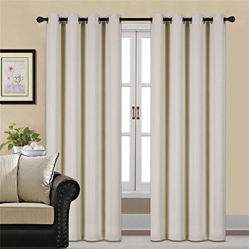 Beige Blackout Curtains 84 INCH Thermal Insulated Beige and yellow Curtains for Bedroom 2 Panels (W52'' x L84'', Beige)