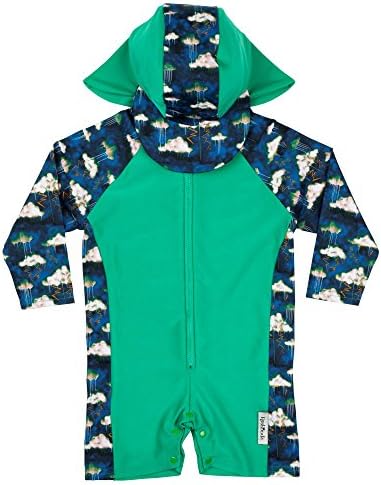 Rashoodz Liberty Long Sleeve Zip Swim suits Set Sea Elements Blue 2T