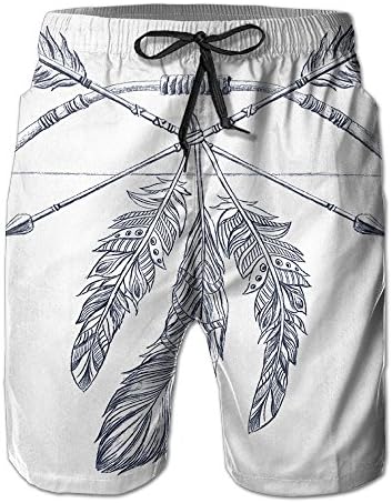Black Feather Arrows Bow Men Shorts Polyester Elastic Soft Hot Sale Quick-drying Beach Shorts Beach Pants