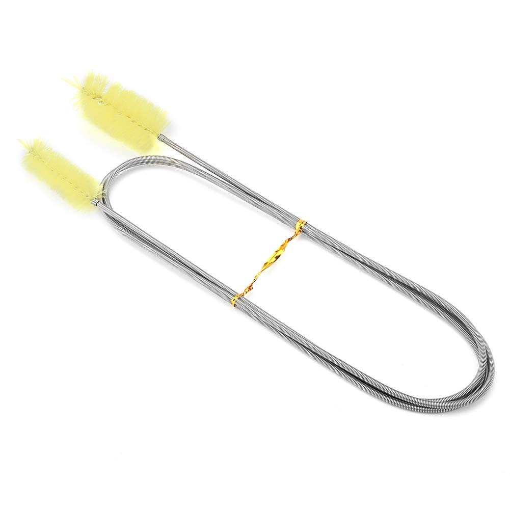 Aquarium Cleaning Spring Brush, Double Head Filter Tube Hose Pipe Pump Cleaner Flexible Stainless Steel Spring Nylon Brush 155cm for Fish Tank Aquarium