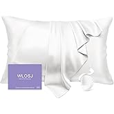 WLOSJ 100% Silk Pillow Cases Standard Size Mulberry Silk Pillowcase for Hair and Skin 22 Momme Highest Grade 6A Silk Cooling Soft Smooth with Zipper 20 x 26 Inches 1PC, White