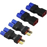 LinsyRC 2pcs EC3 Male to T-Plug Female Connector Adapter and 2pcs EC3 Female to T-Plug Male Connector Adapter for RC Lipo Bat
