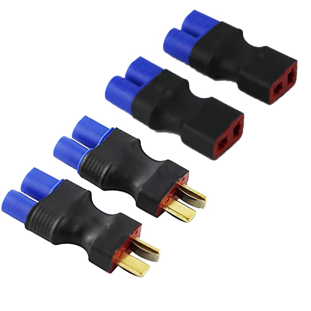 LINSYRC 2 Pairs EC3 to Deans T-plug Connector RC Male and Female Adapter for RC Lipo Battery