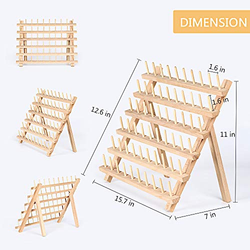 60 Spools Wooden Sewing Thread Rack Organizer Embroidery Thread Holder Sewing Storage Thread Spool Rack Household Quilting