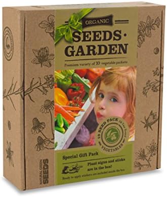Organic Seeds Garden - Gift Pack - 10 Vegetable Packets with Labels by VREMI TM