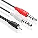 TNP Premium 1/8 to 1/4 Stereo Cable Male to Male 6ft - Dual Y-Connector 1/4 to 1/8 Audio Cable - 3.5mm TRS to Dual 6.35mm TS Cable Compatible with Smartphone, Laptop, Speaker, Amplifier, Audio Mixer