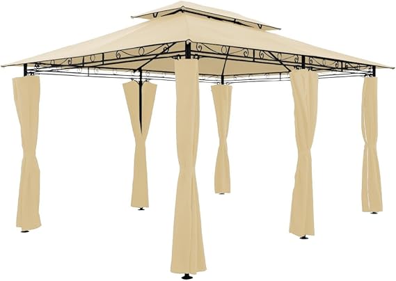 4 X 3 M Metal Gazebo Toldo Canopy Beige Pavillón Carpa Marquee