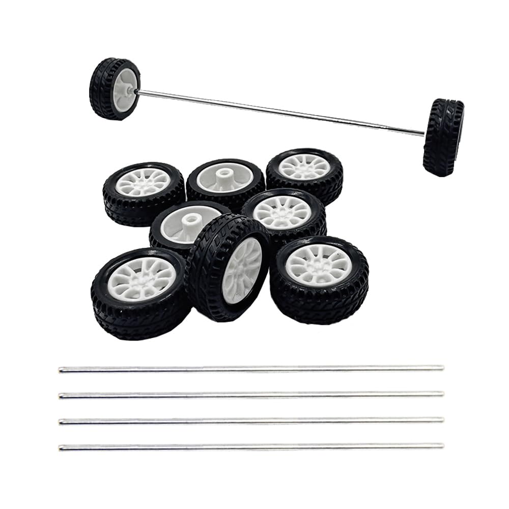 Photo 1 of 10PCS Small Toy Car Wheels 20mm Rubber Tire with 5PCS Shaft Round Axles for for DIY Model Toy RC Car Accessories (2X20MM)
