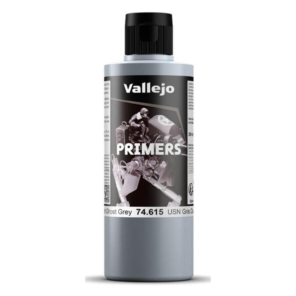 Vallejo Ghost Grey Acrylic Primer, Fast-Drying 200ml for Airbrush, Ideal for Model Building and Miniatures