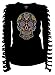 Bling Sugar Skull Rhinestone T-Shirt,Heart Neon Stud Ripped Cut Out Long (2X-Large)