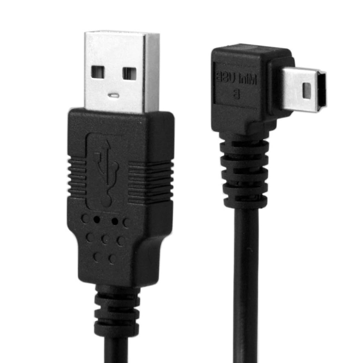 CY Mini USB B Type 5pin Male Right Angled 90 Degree to USB 2.0 Male Data Cable with Ferrite 3.0m — image 1