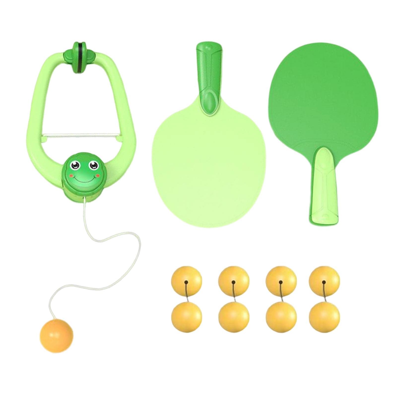 LOVIVER Children's Indoor Hanging Table Tennis Hanging Pingpong Self Training Set Hanging Ping Pang Trainer Toy for Middle Old Age Sports Training, 9 Balls Green