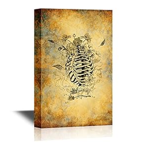 Skeleton Ribs and Flowers Vector Illustration