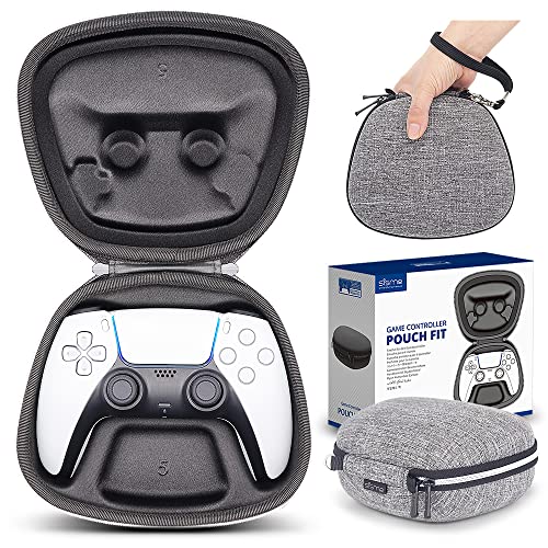 sisma Travel Case Compatible with PS5 DualSense Wireless Controller, PlayStation 5 Controller Holder Home Safekeeping Protective Cover Storage Case Grey Carrying Bag