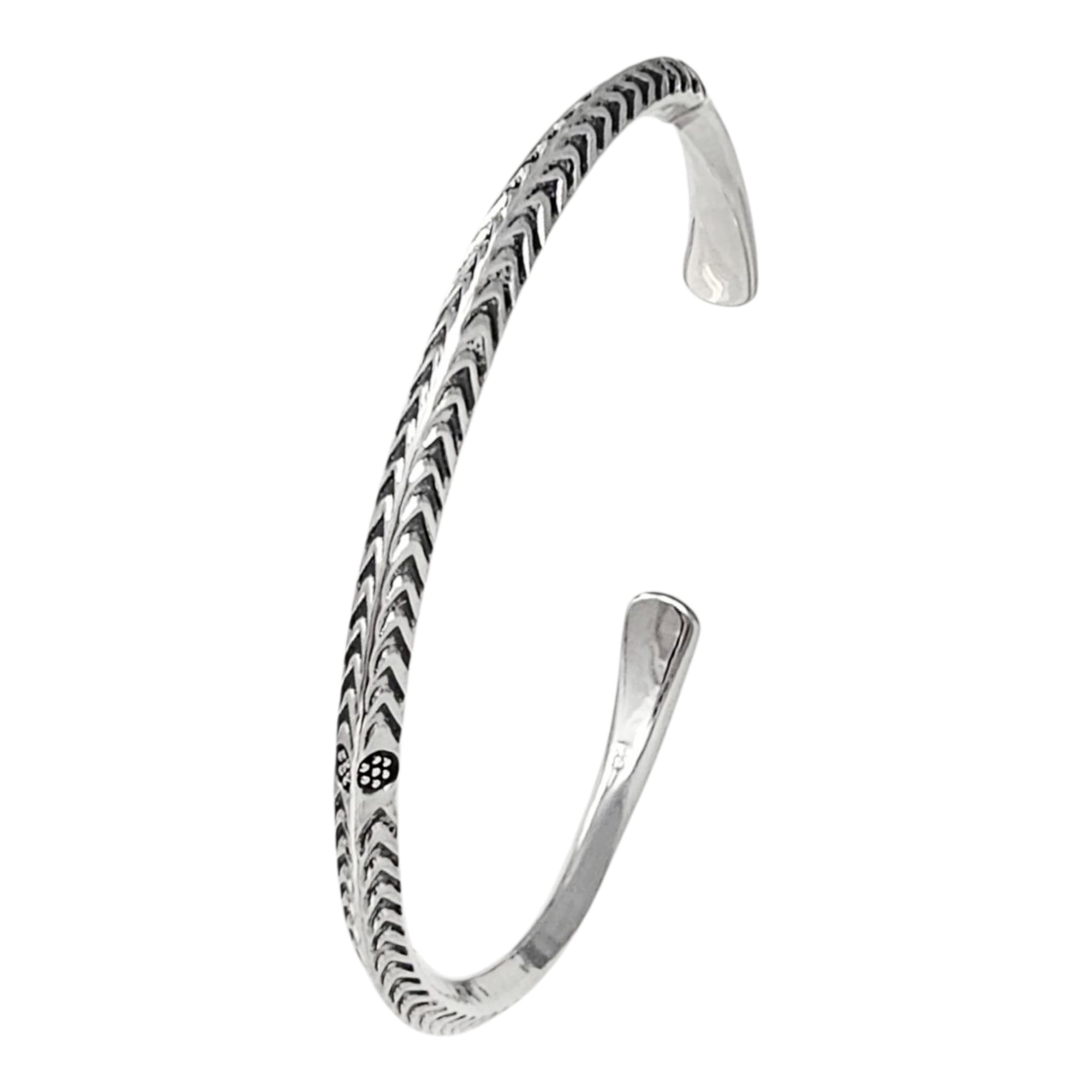Treasure Bay Mens Silver Bangle Bracelet | Classic 925 Sterling Silver Patterned Bangle Bracelet For men
