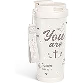 SANDJEST Christian Gifts, You Are Tumbler - Stainless Steel 2-in-1 Lid Coffee Tumbler 18 oz, Insulated Religious Faith Travel Mug Gift for Women, Birthday Christmas