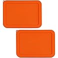 Sophico 3 Cup Rectangle Silicone Storage Cover Lids Replacement for Pyrex 7210-PC Glass Bowls, Container not Included (ORANGE, 2 Pack)