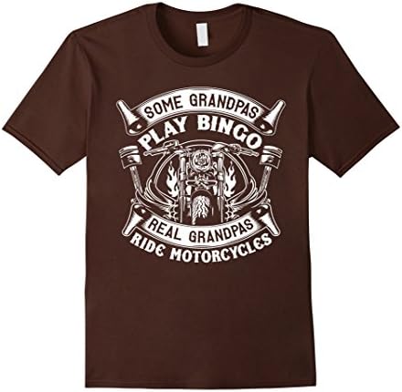 Mens Real Grandpas Ride Motorcycle T-Shirt - Biker Grandpa Shirt 2XL Brown