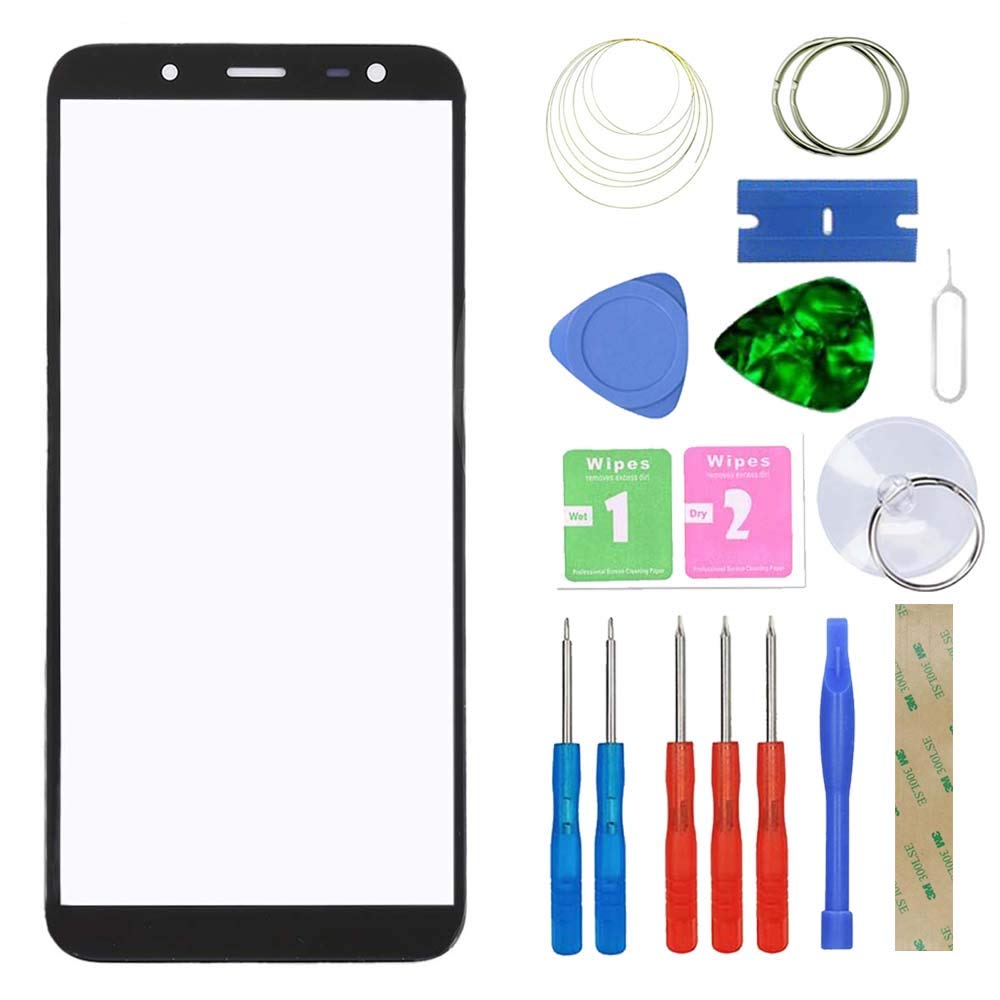 MovTEK Screen Replacement Front Glass Repair Kit for Samsung Galaxy J6 2018 J600F (No Touch and LCD Display) Black