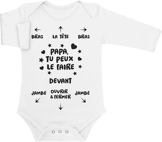 Shirtgeil Papa Tu Peux Le Faire Cadeau Pour Le Nouveau Pere Body Bebe Manche Longue Amazon Fr Vetements Et Accessoires