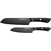 HENCKELS Noir 2 piece Asian Knife Set, Santoku Knives German Engineered