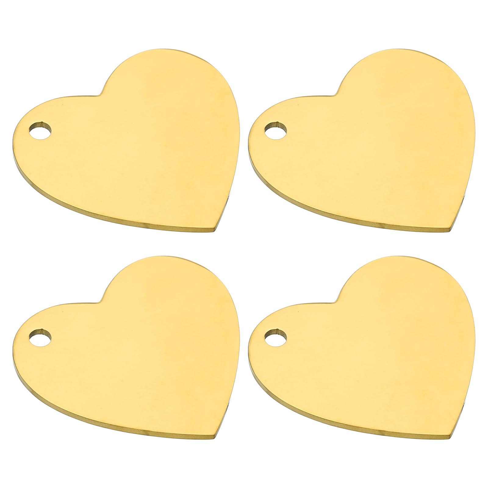 PATIKIL 4pcs Heart Charm, 35mm Heart Pendant Metal Stamping Blanks Tags 304 Stainless Steel Blank Stamping Tags Pendant for Laser Engraving, Gold Tone