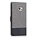 kwmobile Wallet case canvas cover for HTC 10 - Flip case with card slot and stand in grey black